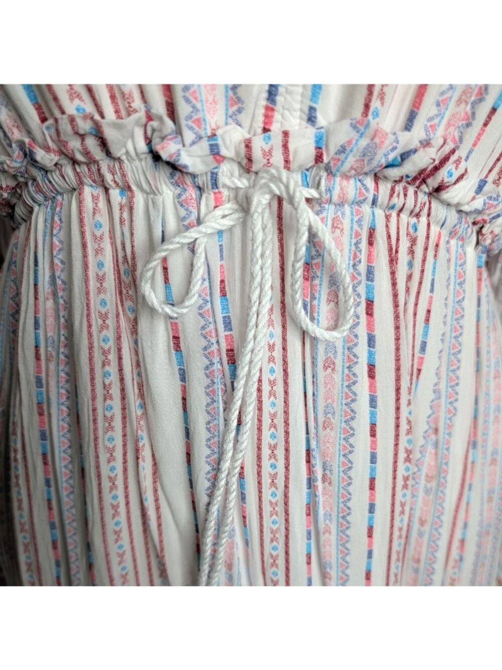 Few Moda Boho Size S/M Coastal Cowgirl Striped Long Sleeve Tiered Maxi Dress - Picture 4 of 12